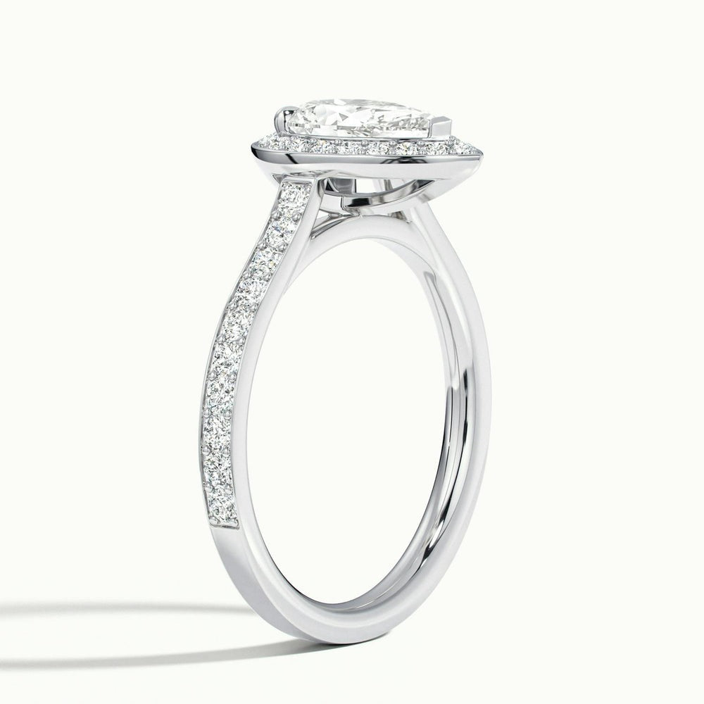 Classic Pear Cut Halo Moissanite Engagement Ring